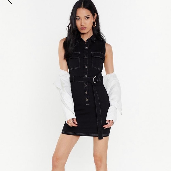 white christmas dresses Mid Blue Denim 90s Inspired Mini Dress by Rolla's – Black Salt